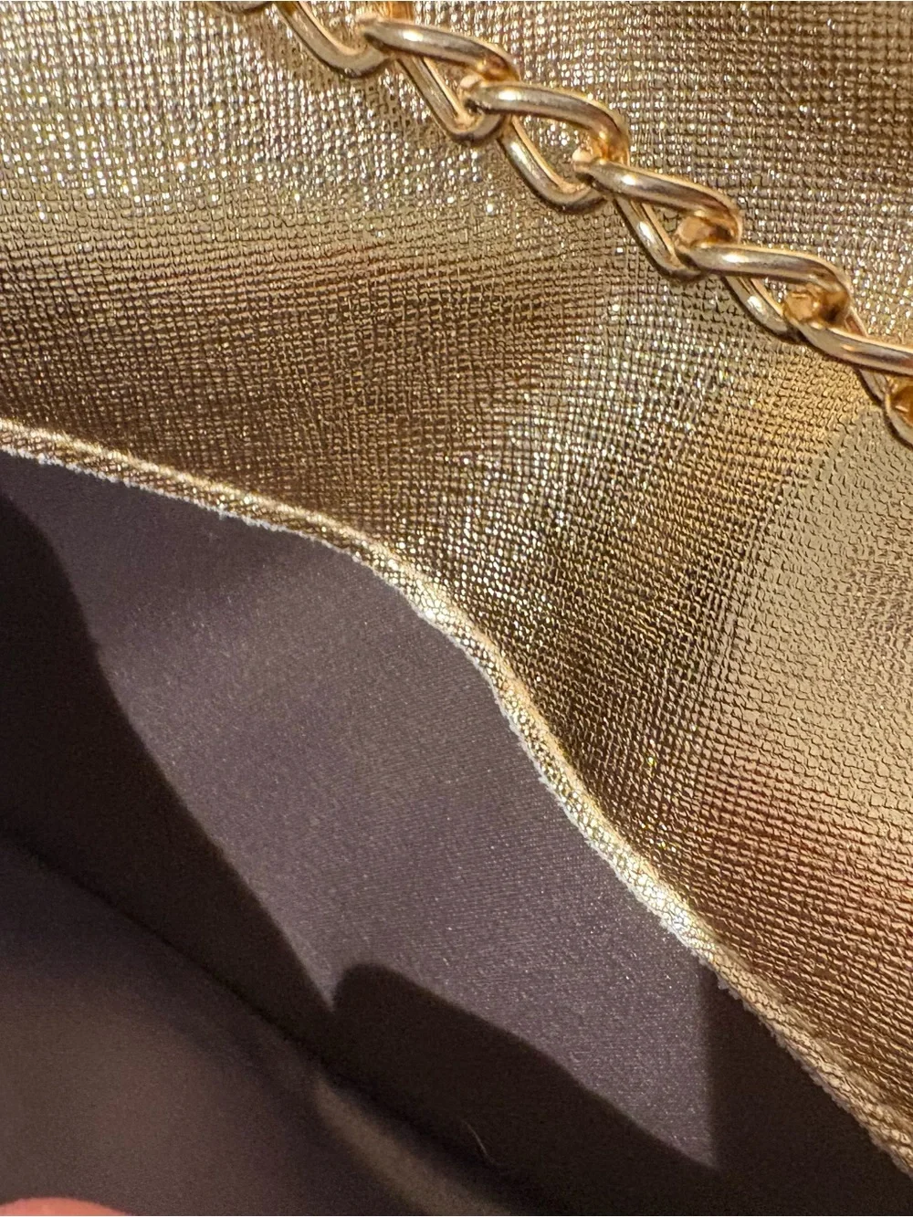 henri bendel Gold Glitter Convertible Clutch